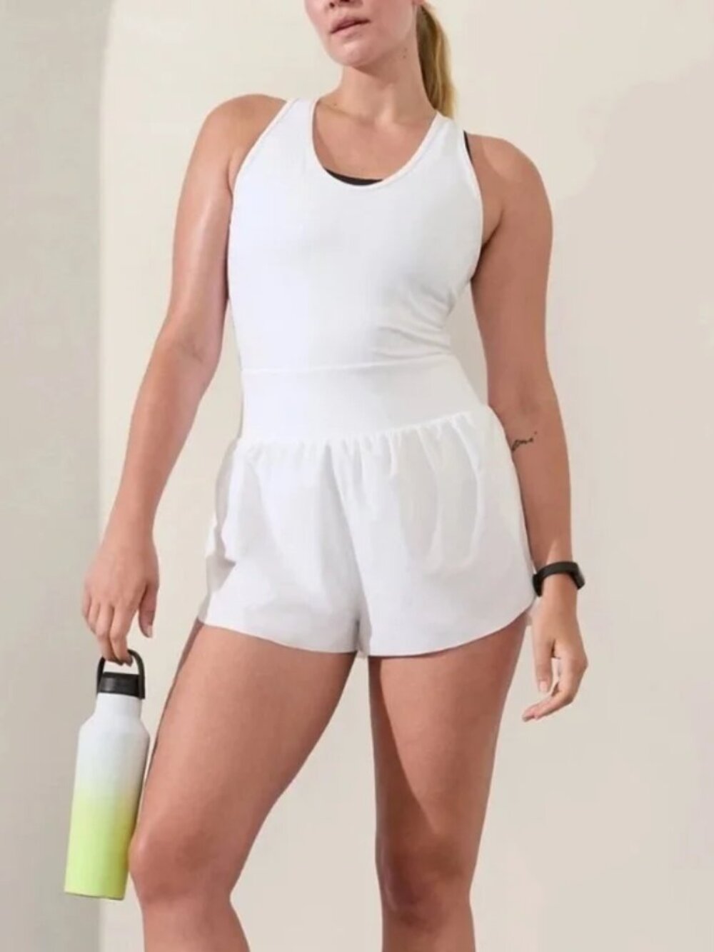 NWT Athleta TALL Crossover Runsie Running Romper in White